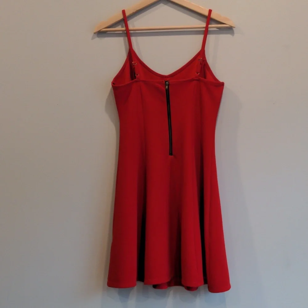 Red Ribbed Mini Dress - Picture 5 of 7